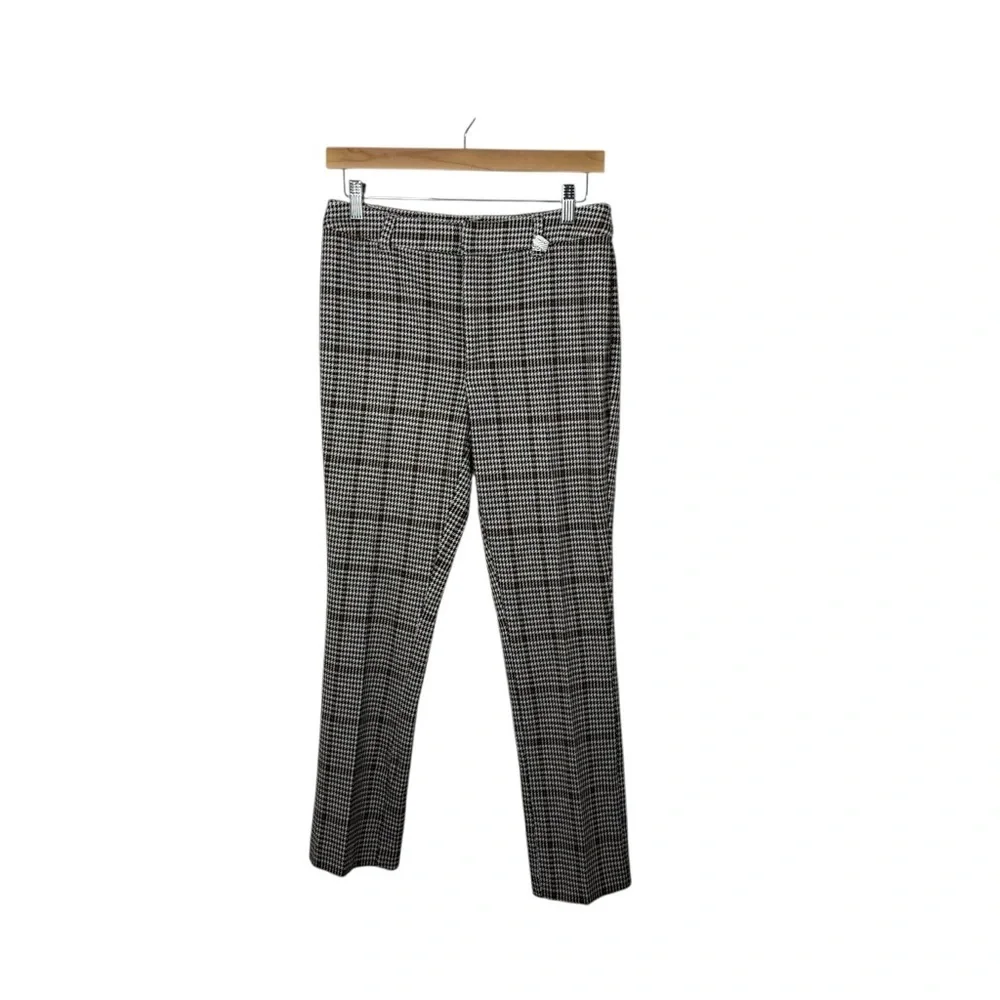 Free People Women’s Molly Slim Plaid Houndstooth Pants Brown/White Size 6